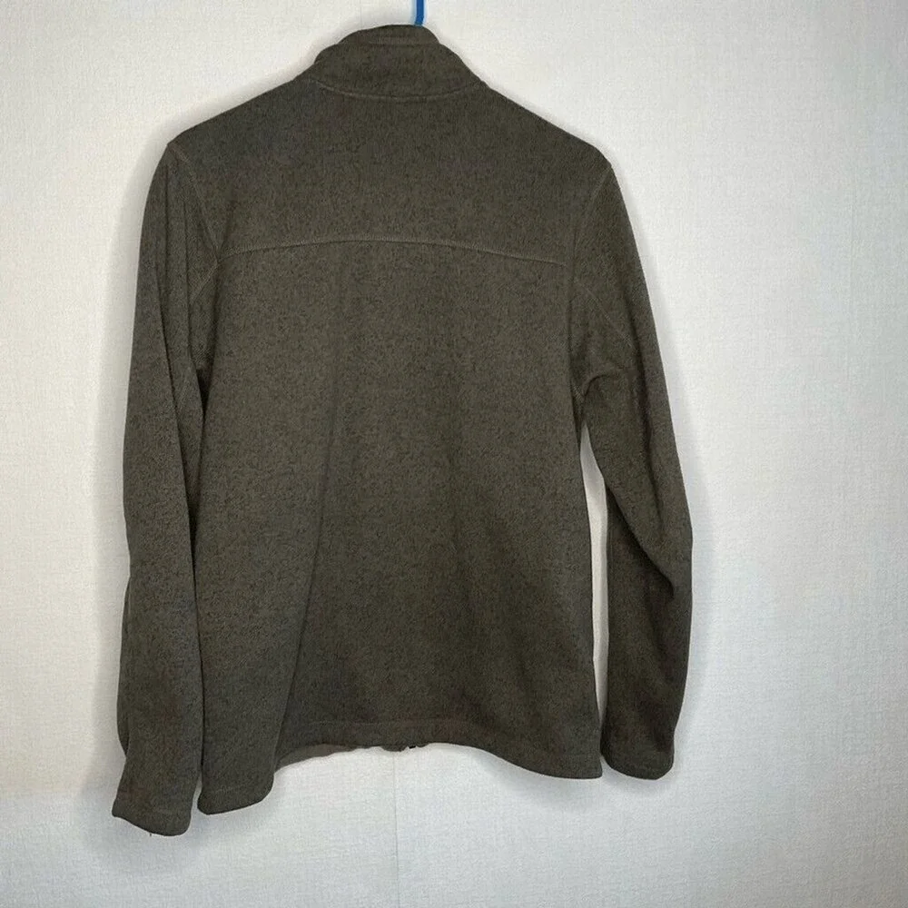 The North Face Khaki Green Logo FullZip Sherpa Lined Fleece Jacket Men M Vietnam